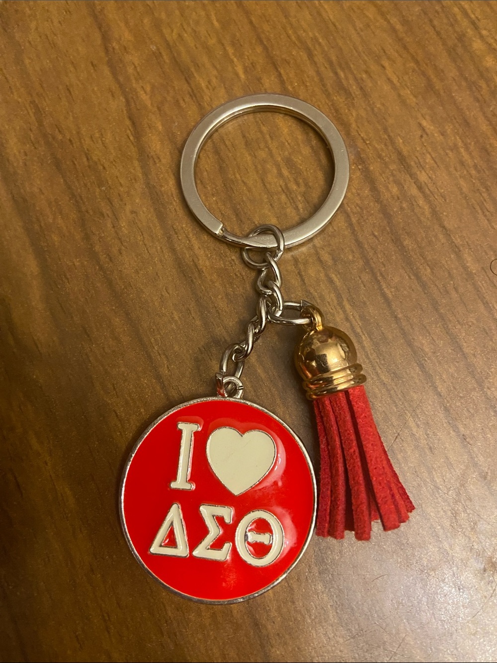I Heart Delta Sigma Theta ΔΣΘ Red Tassel Keychain.